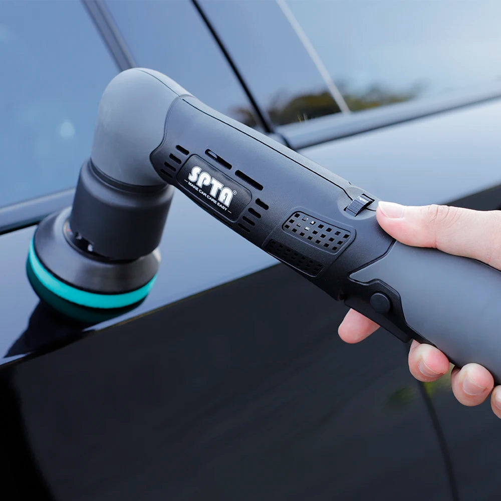 SPTA Cordless 12V Mini Car Polisher RO/DA Portable Handle Machine 1/2/3 Inch Pads Kit for Auto Detailing Waxing Polishing